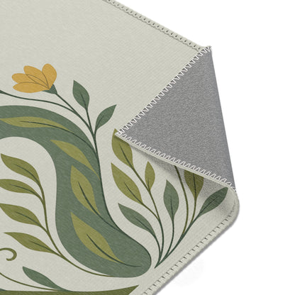 Alfombra botánica “Plant Soul”: diseño abstracto y emotivo para sala de estar o dormitorio. 